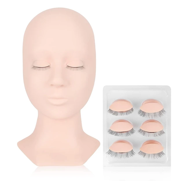 Lashview Lash Mannequin Head with Replaced Eyelids - Softtouch Rubber Practice Head