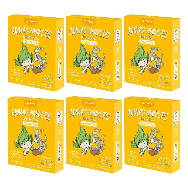 Konjac Pâtes de Thaïlande Vegan Sans Gluten - Prêtes à l'Emploi - 240g x6 Box 12 Pack - ElfFamily Shirataki de Konjac - Faible en Calories - Sans Sucre