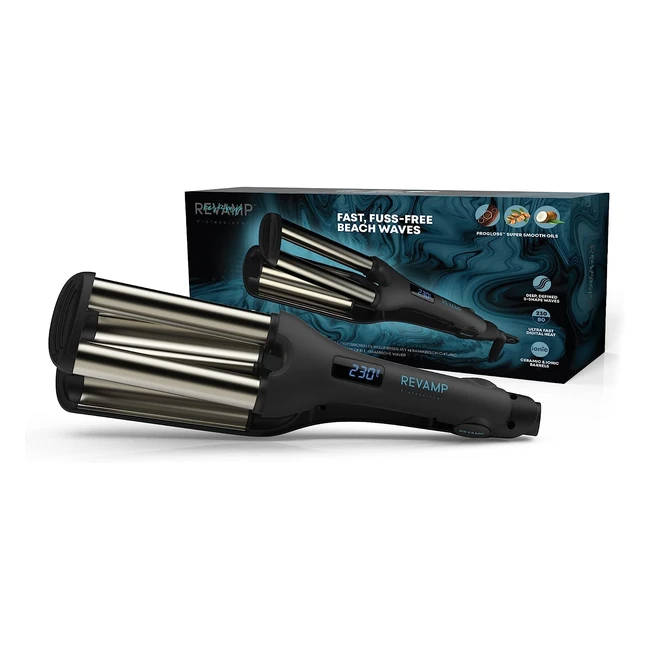 Rizador Progloss Wave Define Styler - Cilindros Tratados con Aceites de Queratina, Argán y Coco - Sin Encrespamiento - Ondas Suaves en Forma de S