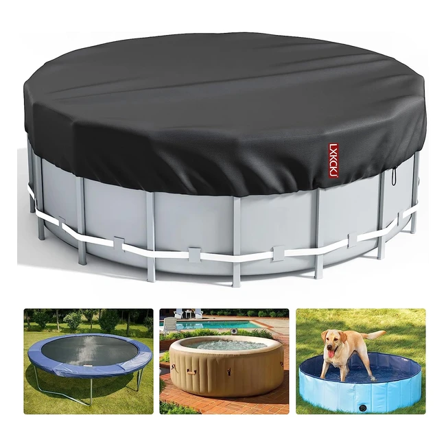 8 ft Round Pool Cover - Solar Covers for Above Ground Pools - Increase Stability - Waterproof and Dustproof - Black