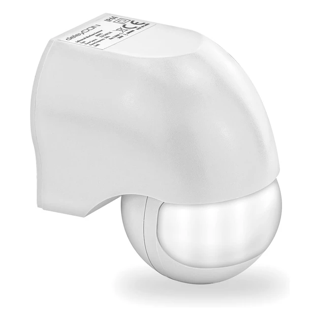Detector de Movimiento Infrarrojo deleycon 1x - Montaje en Pared - Exterior/Interior - IP44 - Alcance 12m - Blanco