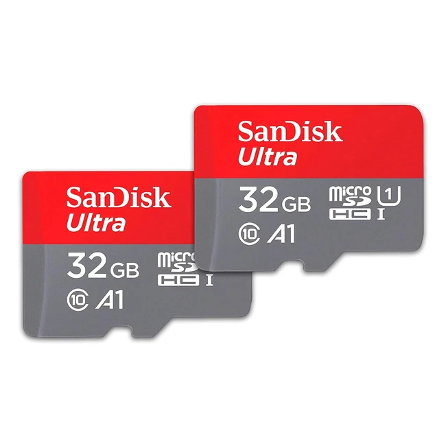 SanDisk Ultra 32GB MicroSDHC Memory Card - Up to 120MB/s - Class 10 U1 - Twin Pack