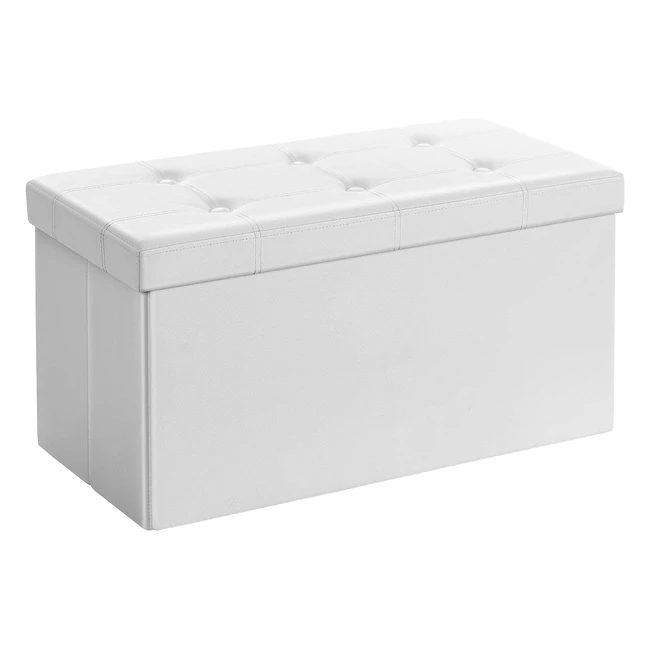 SONGMICS Sitzhocker 80 Liter Aufbewahrungsbox Fuhocker faltbar bis 300 kg belastbar weiß LSF106