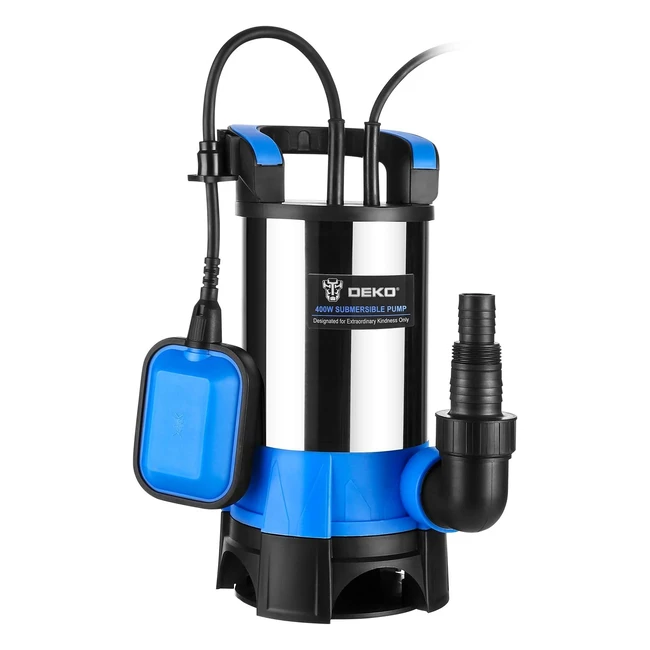 DEKO 400W Portable Submersible Pump - Clean/Dirty Water Pump for Swimming Pool, Garden, Tub, Pond - Flood Drain w/Float Switch and 10m Cable