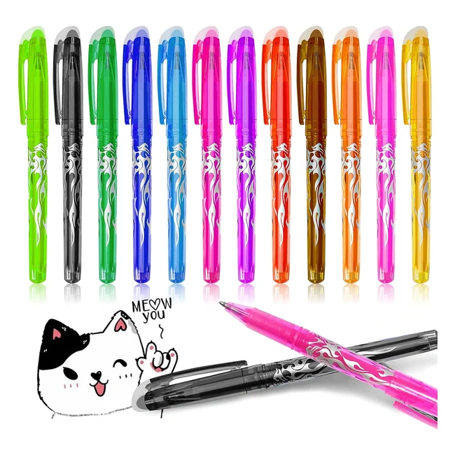 Lot de 12 stylos bille effaables gel colors - Fournitures scolaires et de bure