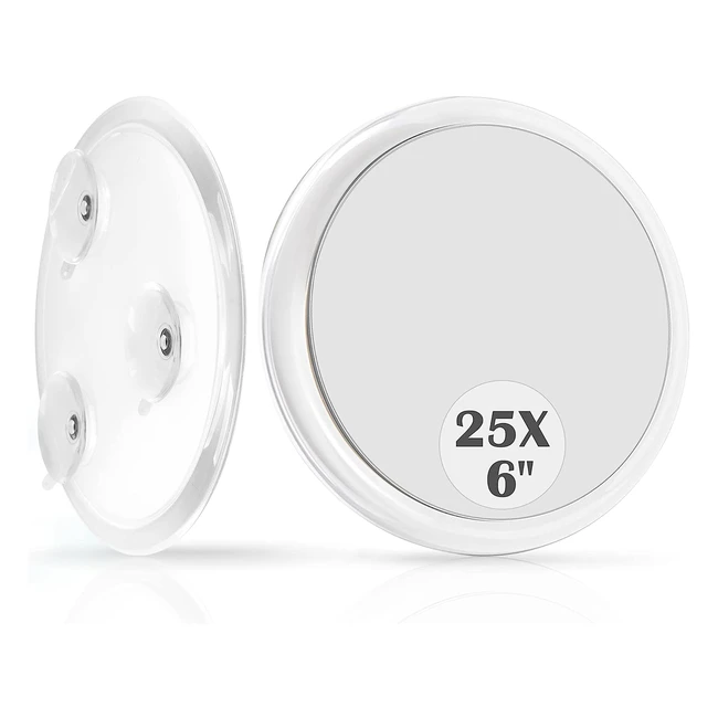 Specchietti Ingranditori da Viaggio Miyadiva 25x - Specchio con Ventosa - Ingrandimento 6 Pollici - Regalo Perfetto