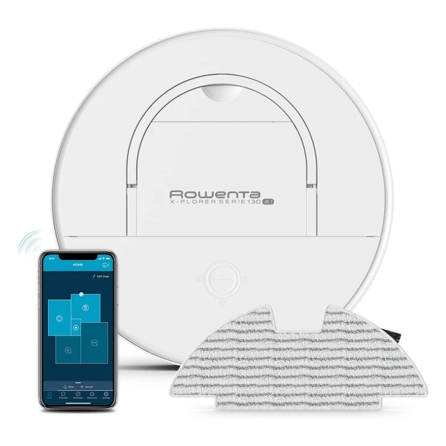 Aspirateur Robot Rowenta Xplorer Serie 130 AI Blanc - Nettoyage 4en1, Design Ultrafin