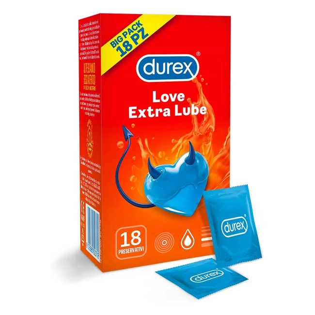 Durex Love Extra Lube - Preservativi Extra Lubrificati (18 pezzi) - Esclusiva Online