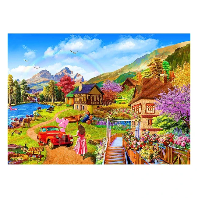 1000 Piece Jigsaw Puzzle for Adults - Lakeside Cottage - Challenging Games - Home Decor