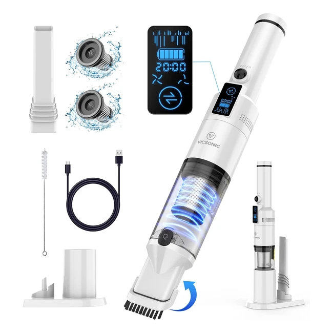 Aspirateur à main sans fil Vicsonic, puissant 13000pa, affichage LED, autonomie 20 min, 500g, charge rapide, HEPA