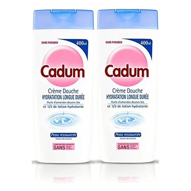 Cadum Crème Douche Hydratation Longue Durée à l'Huile d'Amandes Douces Bio - 2x400ml