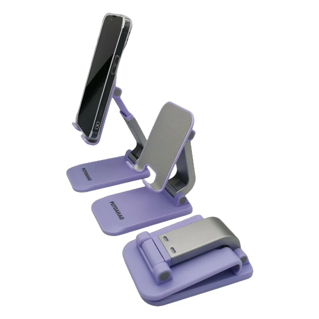 Putoahao Purple Tablet Stand - Foldable Desktop Holder for iPad Pro, Samsung Tab, iPhone - Adjustable & Portable
