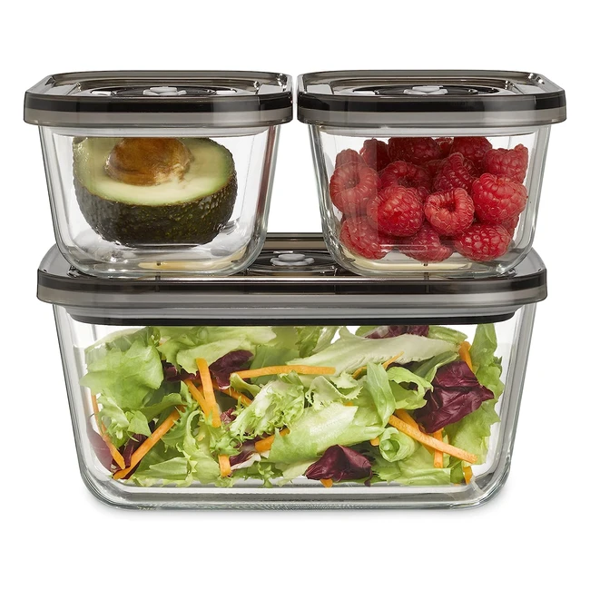 Lot de 3 récipients sous vide empilables en verre Caso Vacuboxx - Référence XYZ - Idéal pour la conservation des aliments