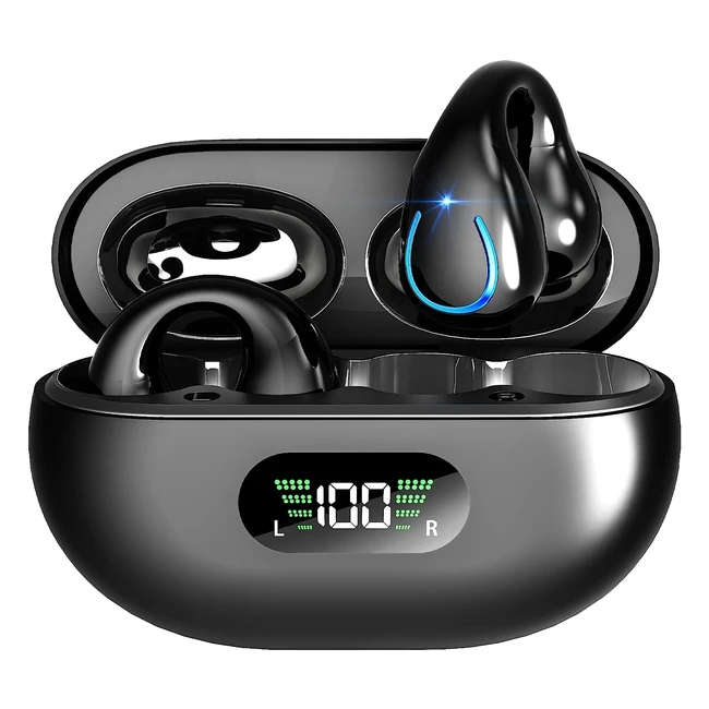 Wireless Headphones Bluetooth Ear Clip Earphones 30H Playtime Open Ear Clip Headphones with Mic Mini Wireless Earbuds Bluetooth for Running Sport Gym USBC Compatible with iPhone Android