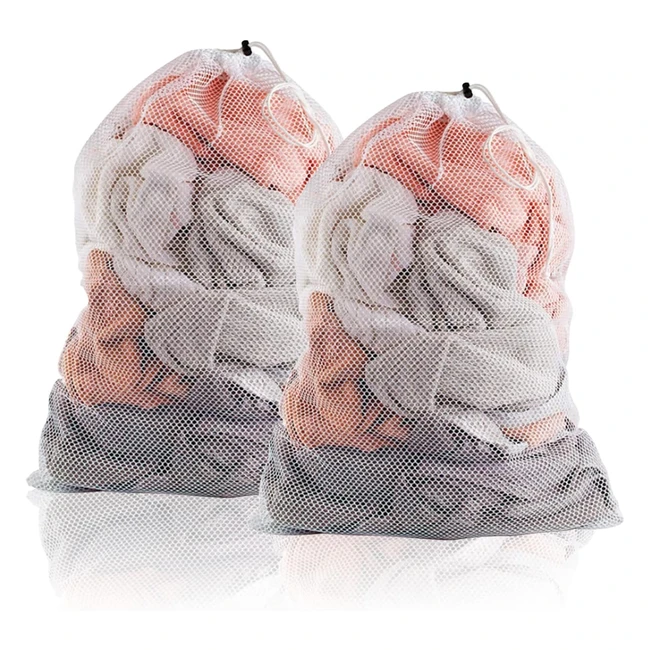 2 Pack Extra Large Mesh Laundry Bag with Drawstring - Premium Quality and Durabl
