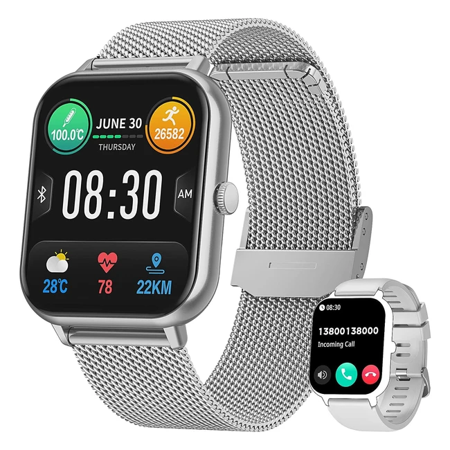 Montre Connectée Femme Homme Smartwatch 183 Full Cran Watch avec Appel Bluetooth 100 Sport Modes Moniteur de Fréquence Cardiaque Podomètre Lecteur de Musique Montre Intelligente pour Android iOS