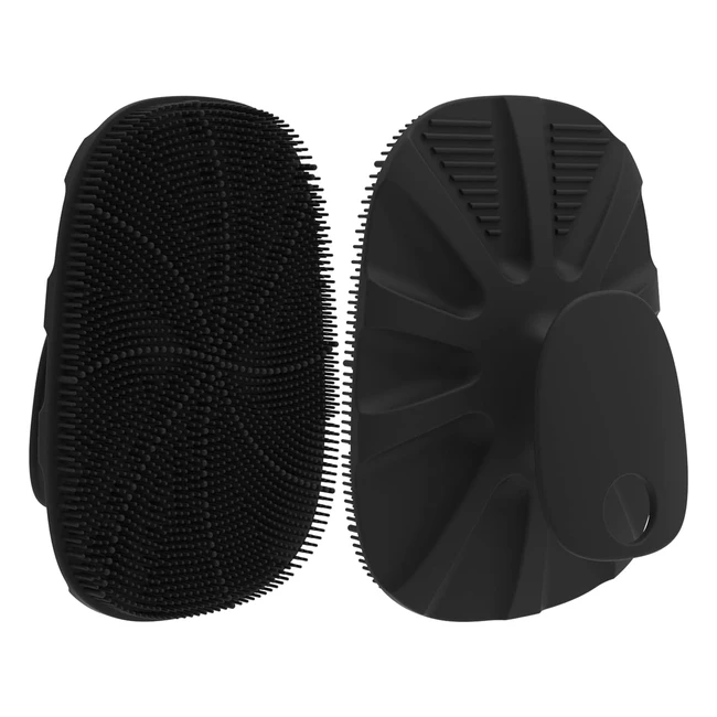 Hieerbus Silicone Body Scrubber Shower Bath Brush - Nourishing Cleaning, Exfoliating - Non-Slip Handle, Long Lasting - 1 Pack (Black)