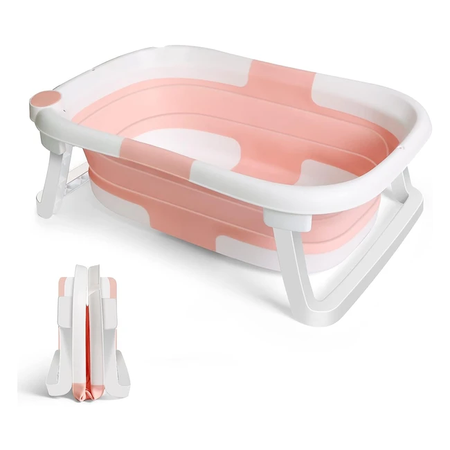 Foldable Baby Bath Support - Portable Tub for Newborns - Non-Slip Legs - Pink