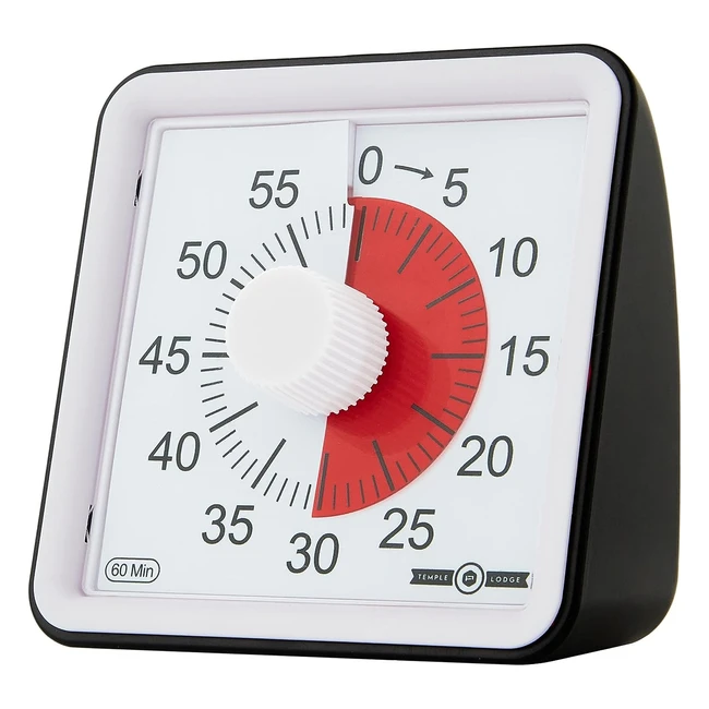 Temple 60min Visual Timer for Kids - Time Management Tool, Silent Countdown Timer - Multipurpose & Practical