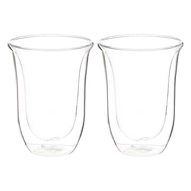 De'Longhi DLSC312 Doppelwandiges Thermoglas, Latte Macchiato, Durchsichtig, 330ml, 2 Stück