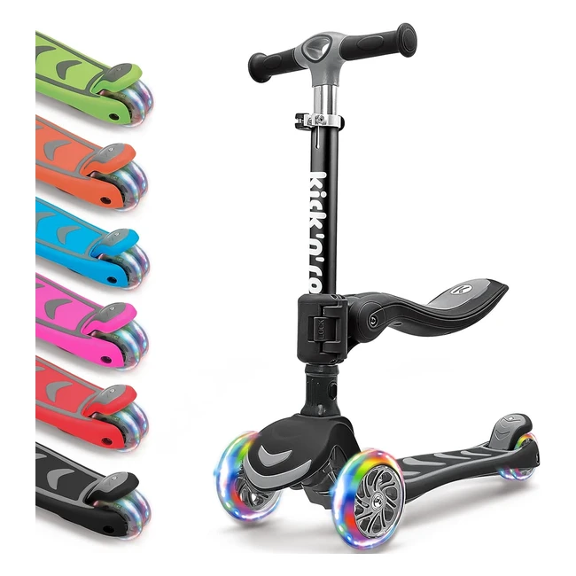 Kicknroll 3 Wheel Kids Scooter - Adjustable Folding Kick Scooter for Kids Ages 4-7 - Girls & Boys - Flashing LED Wheels