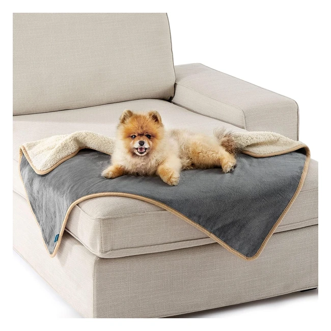 Lesure Waterproof Dog Blanket 80x60cm - Soft Plush Grey - Protects Bed and Sofa - Washable