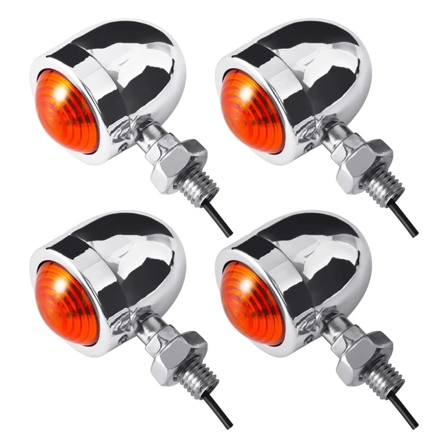 Tuincyn Silver Moto Mini Clignotants Ampoules Indicateurs Avant Arrière Ambre Jaune Pack de 4