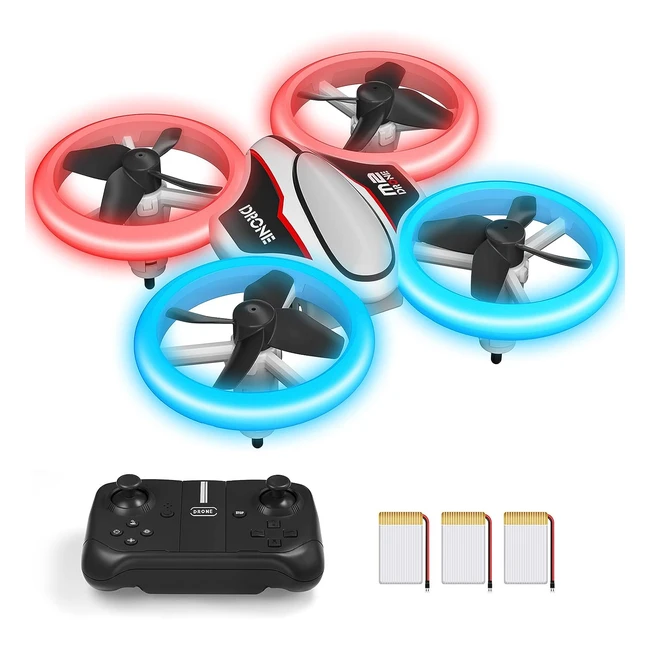Mini drone enfant LED - Jouet cadeau garçon - Quadricoptère RC avec vol stationnaire, 360 flips, mode sans tête et 21 mins autonomie - 3 batteries