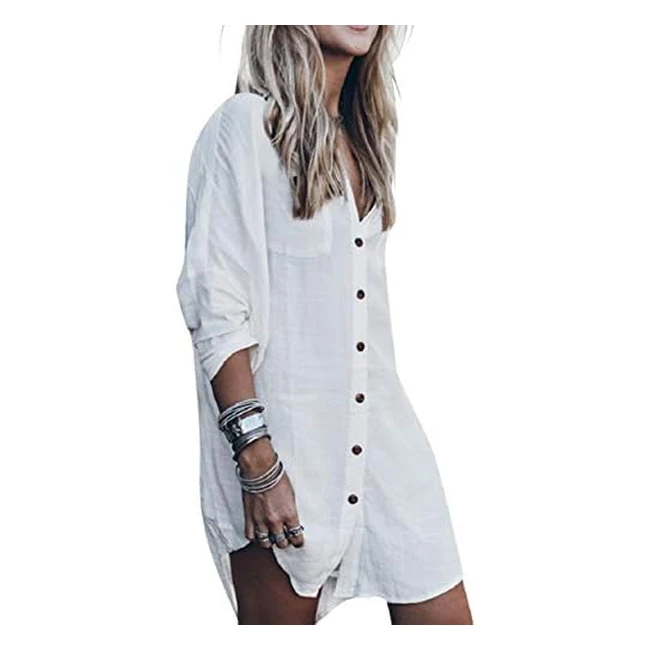 Copricostume mare donna Tuopuda abiti lunghi estivi camicetta scollo a v camicia cotone vestiti corti bikini cover up