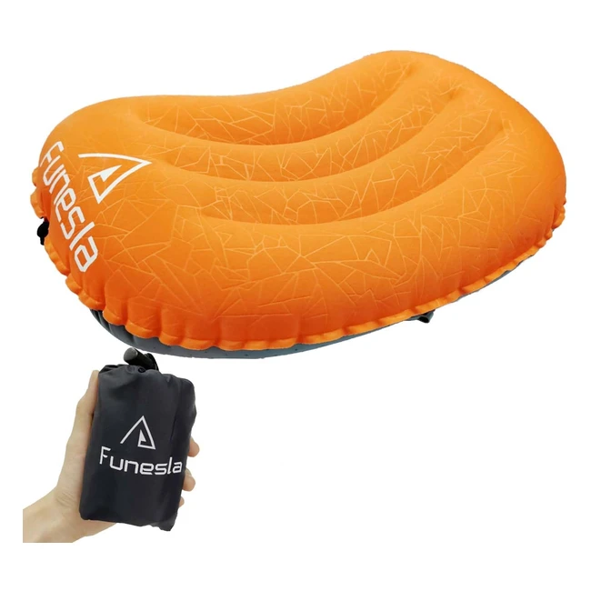 Funesla Camping Pillow - Ultralight, Compact, Anti-Slip - Perfect for Camping, Fishing, Backpacking - Ultra 20 Orange