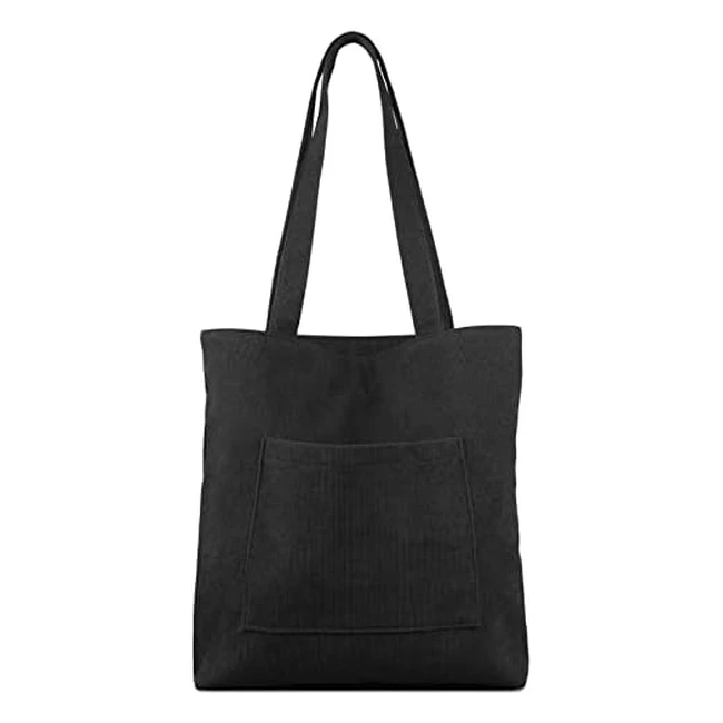 Kememo Corduroy Tote Bag - Large Capacity, Zip Shoulder Bag, Inner Pocket
