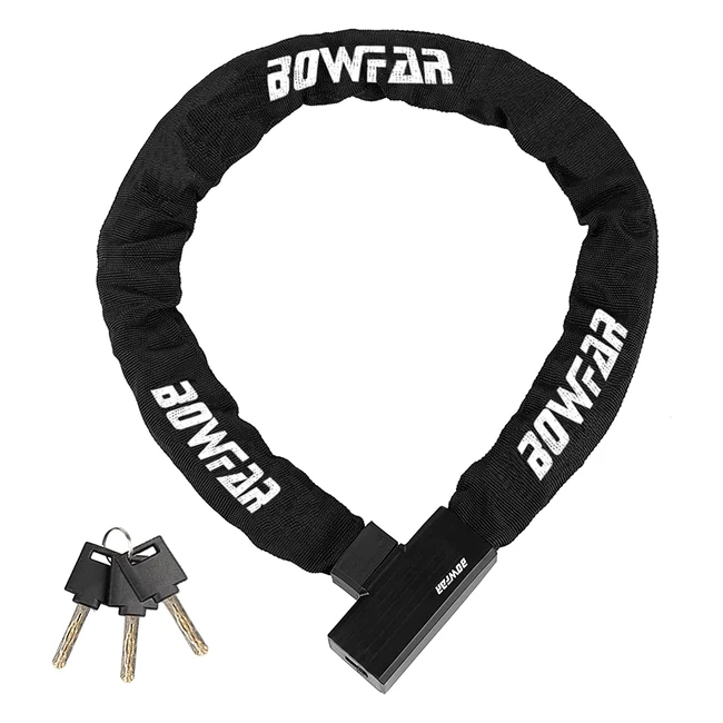Bowfar Bike Lock 100cm - Heavy Duty Chain Lock for Bike, Motorcycle, Scooter - Security Level 7