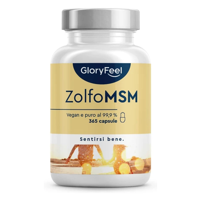 Integratore MSM Puro 999 Metilsulfonilmetano Zolfo Organico - 1600mg - 365 Capsu