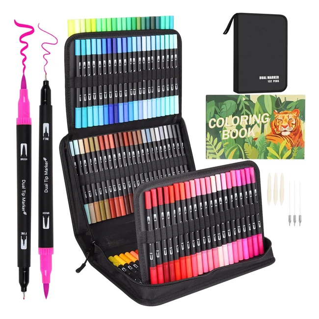 Sonlaryin Colouring Pens 132 Dual Tip Brush Pens - Vibrant Colors, Professional Quality
