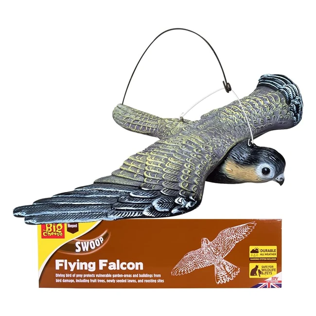 The Big Cheese Flying Falcon - Realistic Decoy Deterrent for Gardens Boats and