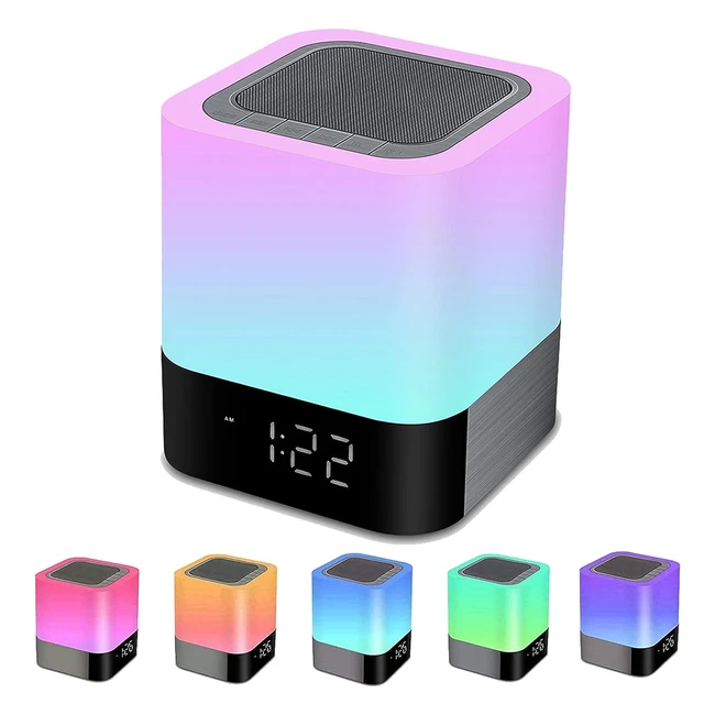 Enceinte Bluetooth Réveil Lampe de Chevet Tactile Chambre RGB Changement de Couleur LED | Haut-Parleur Bluetooth Portable | Idée Cadeau Ado Fille