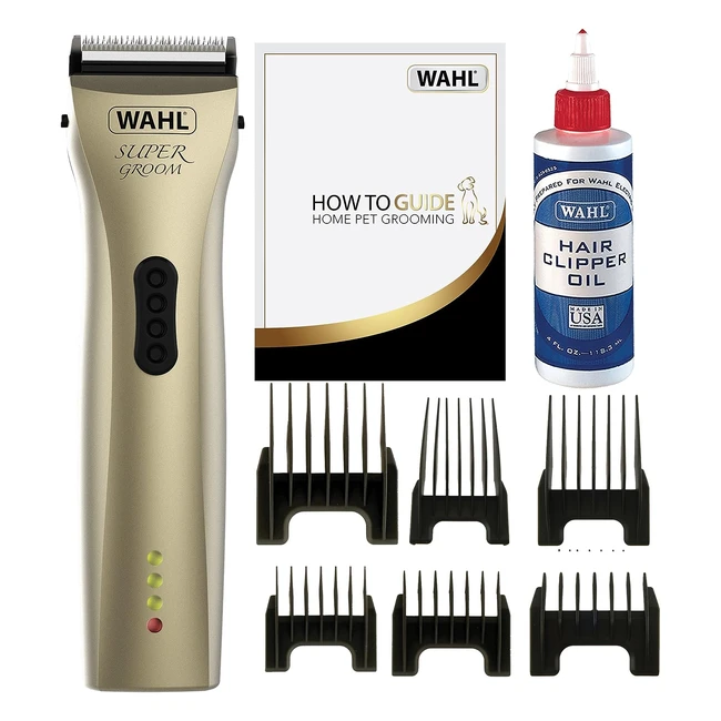 Wahl SuperGroom Premium Dog Cat Clippers - Low Noise Cordless - Precision Ground Blade - 100 Minutes Run Time