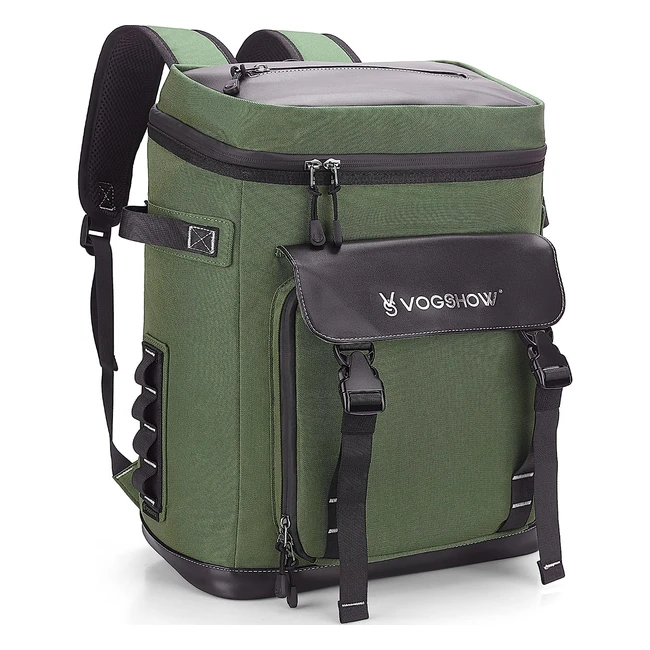 Vogshow 30L Cooler Bag Picnic Backpack - Large Thermos Cool Bag - Leakproof & Waterproof - Green