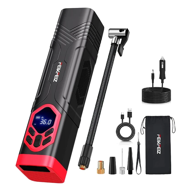 Compresor de Aire Portátil Feikfeiz 150psi 7800mAh - Inflador Ruedas Coche con Dual Poder - Batería DC 12V - Luz LED Coche Bicicleta Motocicletas Pelotas