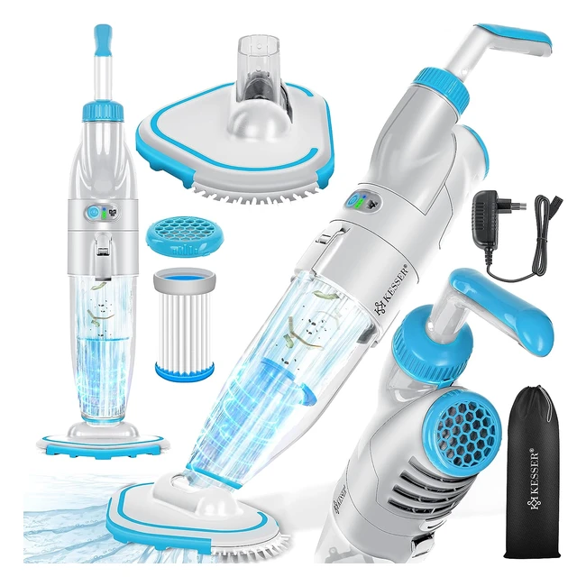 Kesser Poolsauger mit Akku - Elektrisch, 2 Geschwindigkeiten, kabellos, inkl. Abdeckung, blau