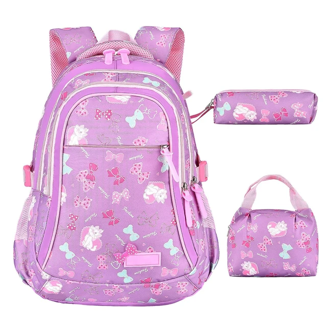 Atarni School Backpack Set - Girls Bookbag with Lunch Bag & Pencil Case - Durable & Spacious