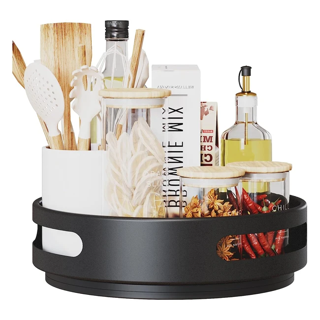 Spacekeeper Lazy Susan Cupboard Organizer Turntable  Steel Metal Black  22cm D