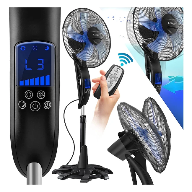 Kesser Standventilator mit Fernbedienung, Timer, Oszillationsfunktion, 80 Grad, 50W, 3 Geschwindigkeitsstufen
