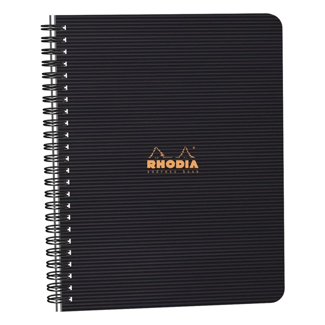 Rhodia 119970C Spiral Address Book - Black A5 - 160 Pages - Waterproof Cover