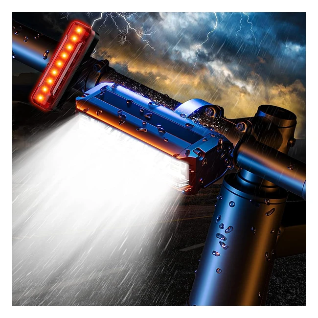 Luces Bicicleta LED Recargable USB 1200lm Potente Luz Delantera y Trasera IPX5 Impermeable