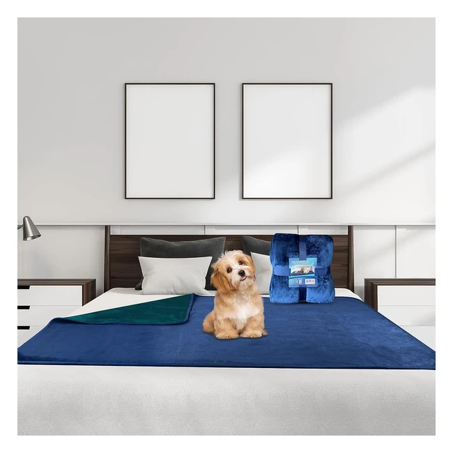 Coperta Reversibile Impermeabile per Letti Materassi e Divani - Protezione dalle Perdite di Urina - Blu Scuro/Verde Scuro - 203x229cm