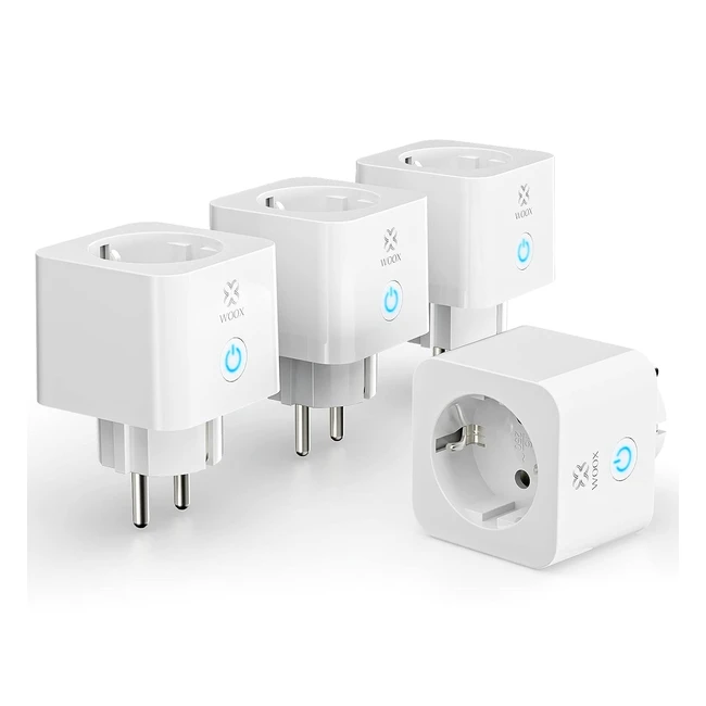 Woox Presa Intelligente Monitoraggio Energia 4 Pezzi Smart Plug WiFi Protezione Sovraccarico 16A