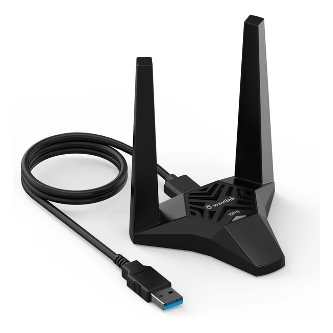 Wavlink AC1300 USB WiFi Dongle - High Speed, Dual Band, Magnetic Base - 2x3dBi Antennas