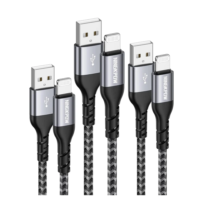 Cavo iPhone Ningkpow 2m Certificato MFi - Caricabatterie iPhone Nylon - Carica Rapida - Pro Max XS XR 8 Plus 7 6S