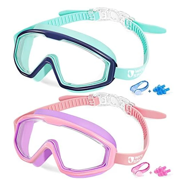 Water Space Swimming Goggles for Kids - Panoramic View, Anti-Fog, No Leak - Pack of 2
